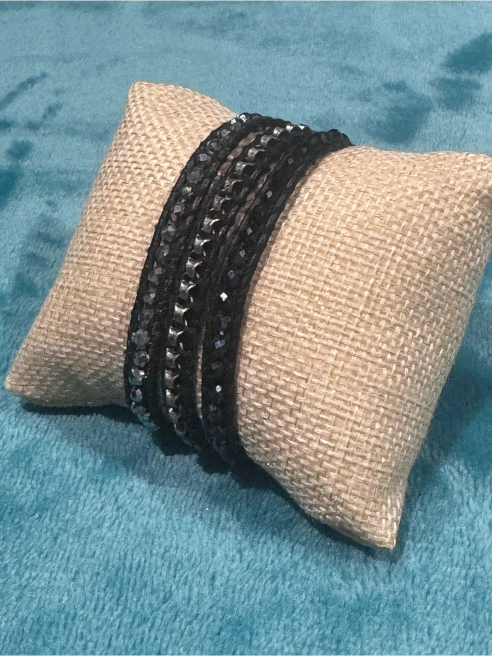 Chan Luu Black Multi-Row Crystal Wrap Bracelet